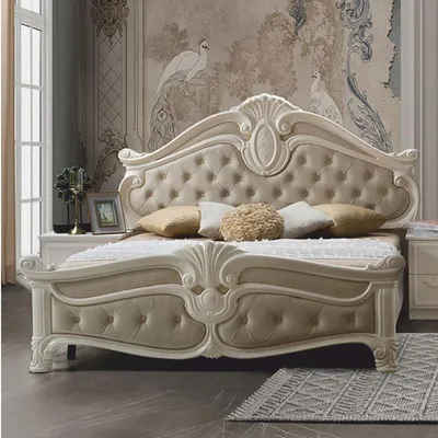 Produktbild von Casa Padrino Luxus Barock Doppelbett Creme - Prunkvolle Barock Schlafzimmer Möbel
