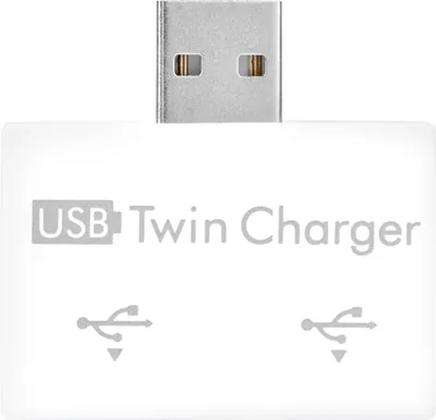 Image de Concentrateur USB 2.0 mâle vers adaptateur convertisseur double chargeur USB à 2 ports (blanc)