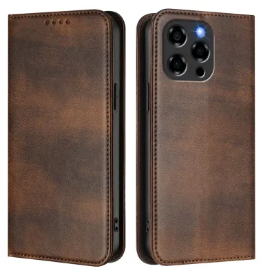 Produktbild von Handyhülle für Doogee Note 58 / Note 58 Pro, Vintage Leder RFID Schutz Kartenfach Standfunktion Magnetische Klapphülle Braun