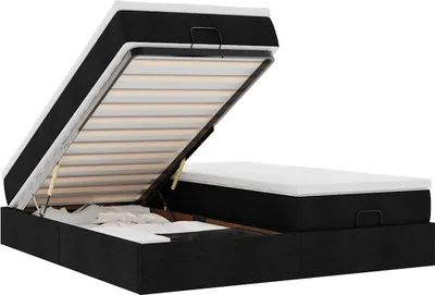 Produktbild von vidaXL Ottoman-Bett mit Matratzen Schwarz 200x200 cm Stoff