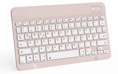 Produktbild von Tragbare Kabellose Bluetooth Tastatur Deutsche QWERTZ Layout Rosa