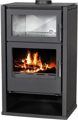 Image de Victoria 05 Modena F Poêle à bois / cheminée / foyer avec puissance de 11,5 kW, four en acier inoxydable et arrivée d'air externe