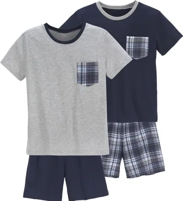 Produktbild von LE JOGGER Pyjama 4 -teilig marine, grau-meliert Größe 182