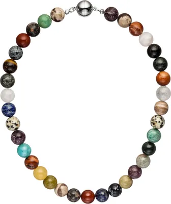 Produktbild von Kette Halskette mit Edelsteinen multicolor bunt Kugel Edelsteinkette 45cm Damen