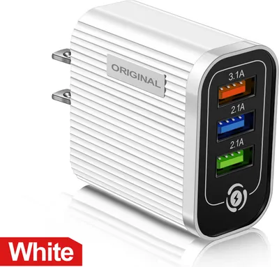 Produktbild von 3-port Usb Handy-Ladegerät mit LED-Licht 5V/3A Portable schnelle schnelle Ladeadapter Weiß US-Stecker