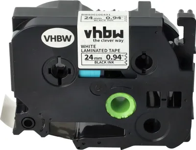 Produktbild von vhbw Schriftband-Kassette kompatibel mit Brother P-Touch PT-2400ECC, PT-2410, PT-2420, PT-2310 Etiketten-Drucker 8m x 24mm Schwarz auf Weiß