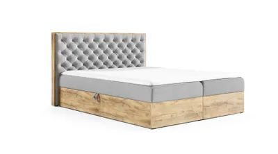 Produktbild von Boxspringbett CHANTELLE 3 – 200x200, Grau + GRATIS Topper