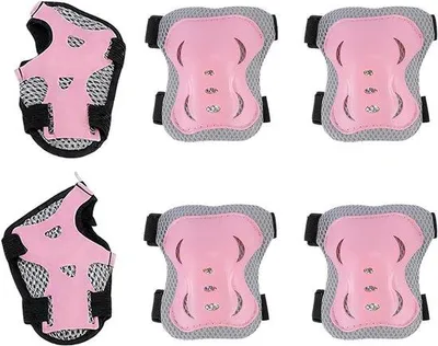Produktbild von Schutzset für Kinder - Sicherheitsset für Radfahren und Skaten - Verstellbare Bänder - 6-teilig - Rosa