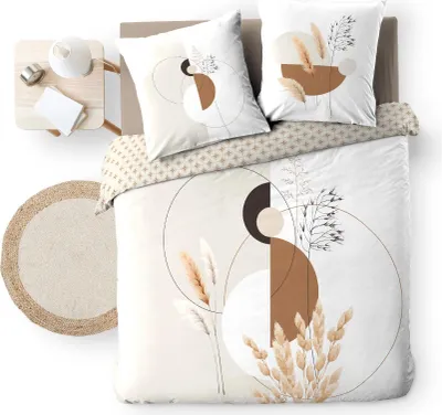 Image de Housse couette + 2 taies graphique végétal