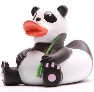 Produktbild von Badeente Pandabär schwarz weiß Vinyl 9 cm