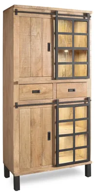 Produktbild von Vitrine HARPER WOODLAND BHT 90x180x42 cm beige Glasschrank