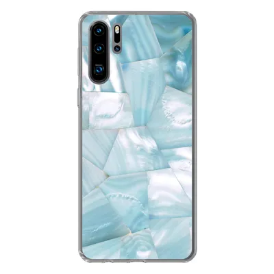 Produktbild von MuchoWow® Handyhülle Schutzhülle Hülle für Huawei P30 Pro Naturstein - Blau - Perlmutt Silikon Softcase Handy Hülle - Schutzdeckel