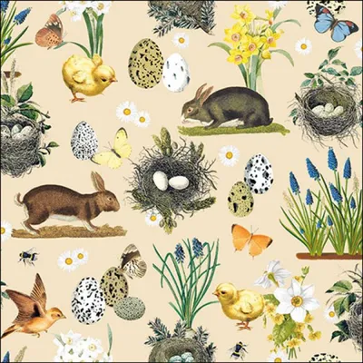 Produktbild von RP 20 Servietten Easter Time cream - Vintage Osterdesign beige 33x33cm