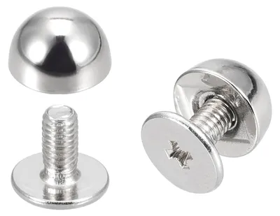Productafbeelding van Ronde metalen knopen met schroefsluiting - 20 sets Pilsnagels voor leerbewerking - 8x5 mm - Zilver