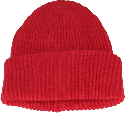 Fiebig Beanie Rippstrick-Mütze mit extra breitem Umschlag in rot