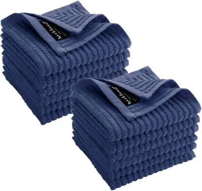 Productafbeelding van Unyqoos® Byrklund Keukenhanddoeken – Set van 12, 100% katoen, 30x30 cm, blauw