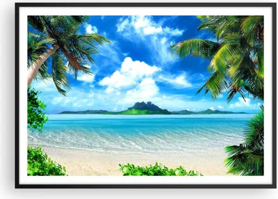 Produktbild von Gerahmtes Poster - Schwarzer Rahmen - Strand Urlaub Insel Palme - 100x70 cm - Wand Bild - Wanddeko - Wandbilder - Wandposter - Bilderrahmen - Bilder - Kunstdruck - Wandbild - P2BAA100x70-2528