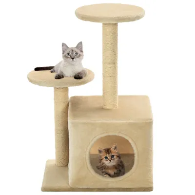 Imagen del producto de Árbol para gatos "Hohenselchow" de poliéster, en color beige. Dimensiones (largo/ancho/alto): 40x30x60 cm