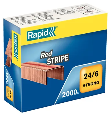 Produktbild von Rapid - Heftklammern 24/6 kupferte rote Streifen 2000 Stücke