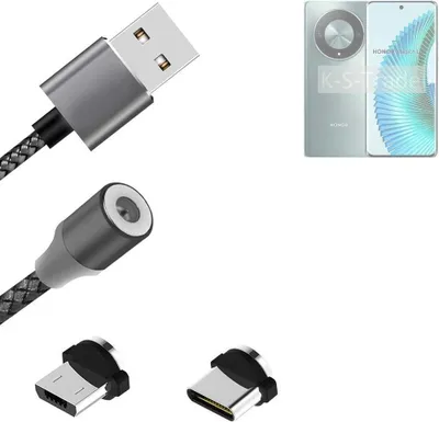 Produktbild von K-S-Trade Hochwertiges Magnet-Lade-kabel Sync-Kabel Daten-Kabel für Honor Magic6 Lite mit USB-Typ-C-Anschluss und Micro-USB-Anschluss 2A bis zu