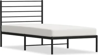 Zdjęcie produktu dla Metalowa Rama Łóżka Z Wezgłowiem, Czarna, 80X200 Cm Lumarko!