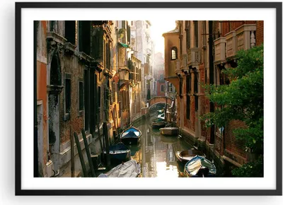 Produktbild von Gerahmtes Poster - Schwarzer Rahmen - Venedig Brücke Wasser Haus - 70x50 cm - Wand Bild - Wanddeko - Wandbilder - Wandposter - Bilderrahmen - Bilder - Kunstdruck - Wandbild - P2BAA70x50-2532