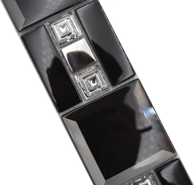 Produktbild von Mosaik Bordüre Glasmosaik Schwarz Silber modern - MOS88-S89_f