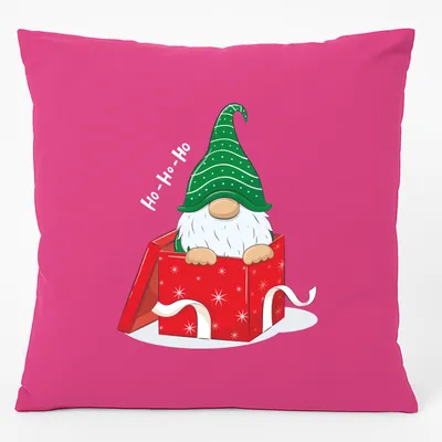Produktbild von Huuraa Kissen Ho Ho Ho Wichtel Weihnachtsgeschenk 40x40cm mit Füllung Fuchsia Baumwolle Dekokissen Geschenkidee