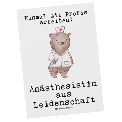 Produktbild von Mr. & Mrs. Panda Ansichtskarte Anästhesistin Leidenschaft - Weiß - Geschenk, bildkarte, Studium, Lustig, Anästhesie, Krankenhaus, Kunstkarten, Postkarten, Spruch