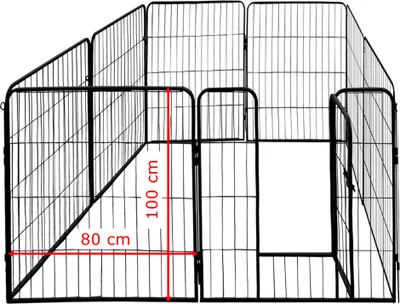 Produktbild von Petigi Welpenauslauf, Freilaufgehege aus pulverbeschichtetem Stahl, zusammenklappbar, Maschenweite 47 mm, inklusive Befestigung zur Verwendung im Garten, , Größe (B x H):80 x 100 cm (8x)