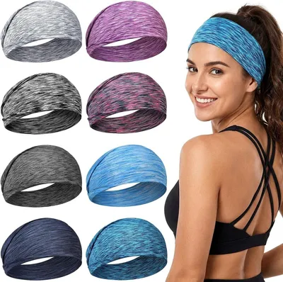 Stirnband für Damen, 8 Stück, mehrfarbig, Tie-Dye, weiches und elastisches Haarband, rutschfest und schweißableitend, ideal