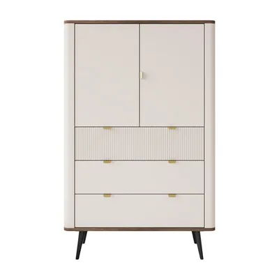 Produktbild von Kommode mit Schubladen AUTUMN 2D3S mit geriffelter Front, Kaschmir / Nussbaum