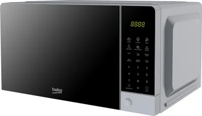 A studio shot of a Beko microwave oven against a white background.