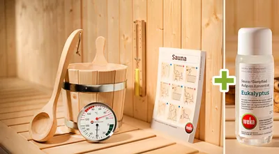 Produktbild von Weka 5-teiliges Premium Zubehörset inkl. Aufguss Konzentrat Eukalyptus