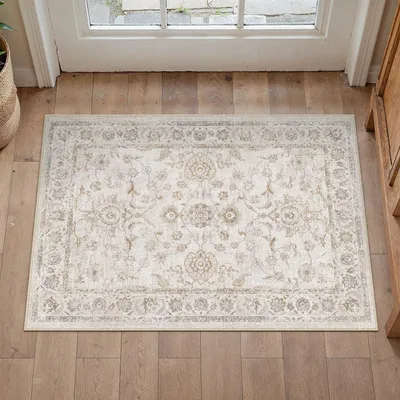 Obrázok produktu pre Podlahová rohož vintage, béžová, 60 x 90 cm, umývateľná, protišmyková, vhodná do kuchyne a kúpeľne