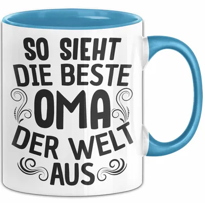 Produktbild von Oma Tasse Geschenk So Sieht Die Beste Oma Der Welt Aus Muttertag (Blau)