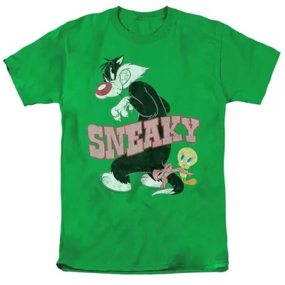 Image de T-shirt Looney Tunes - "Sneaky" - Unie, pour hommes et femmes, modèle TV37703 (4XL) (Jaune-vert fluorescent)