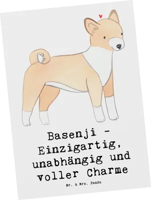Produktbild von Mr. & Mrs. Panda Postkarte Basenji Charme - Weiß - Geschenk, Postkarten, Hund, Hunderassen Vielfalt, kunstkarte, Grußkarte, Hundeliebe, Ansichtskarten, Hunderasse