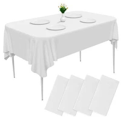 4er-Pack rechteckige Wegwerftischdecken, weiß, 137x274 cm, wasserdicht