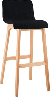 Productafbeelding van Hoover barkruk - bekleding: stof, poten: hout, naturel - Zwart