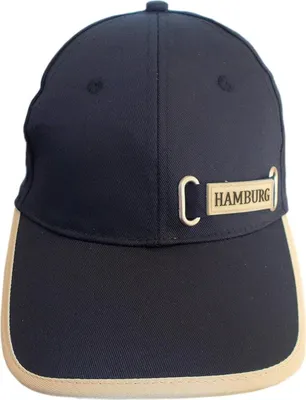 Produktbild von Hamburg Baseballcap - Uni Schirmmütze aus Baumwolle mit Anker und HH Schriftzug - Blau, 58 cm