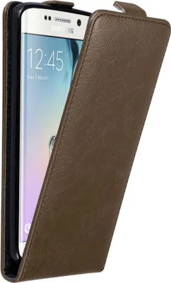 Produktbild von Cadorabo Hülle für Samsung Galaxy S6 EDGE Schutz Hülle in Braun Flip Etui Handyhülle Case Cover
