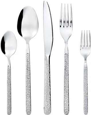 Image de Ensemble de couverts Unyqoos® de 60 pièces pour 12 personnes, en acier inoxydable, sans nickel et compatible avec le lave-vaisselle – design rétro classique