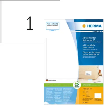 Produktbild von HERMA - Etikett 8690 148,5x205mm weiß 400 Stück