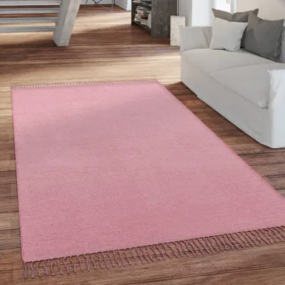 Produktbild von Teppich Wohnzimmer Naturfaser Flachgewebe Mit Fransen Handgewebt Einfarbiges Muster Grösse 160x220 cm