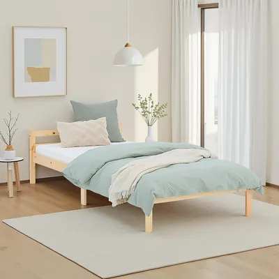 Produktbild von Homestyle4u Holzbett 90x200 Jugendbett Einzelbett Bett mit Lattenrost Natur Kiefer Massivholz