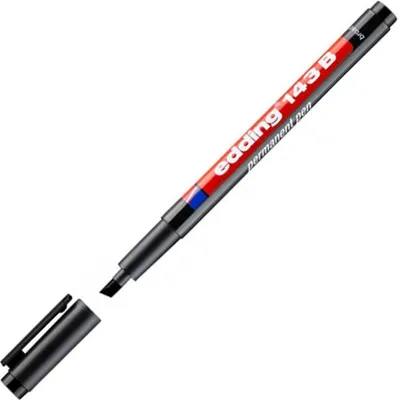 Produktbild von Edding 143 B, Schwarz, Meißel, 1 mm, 3 mm, Tinte auf Alkoholbasis, Folie, Glas, Kunststoff