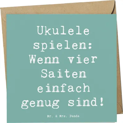 Produktbild von Mr. & Mrs. Panda Grußkarte Spruch Ukulele Freude - Meeresbrise - Geschenk, doppelkarte, Glückwunschkarte, Lieder, Hawaii, anlasskarte, faltkarte, Instrument, Klappkarte