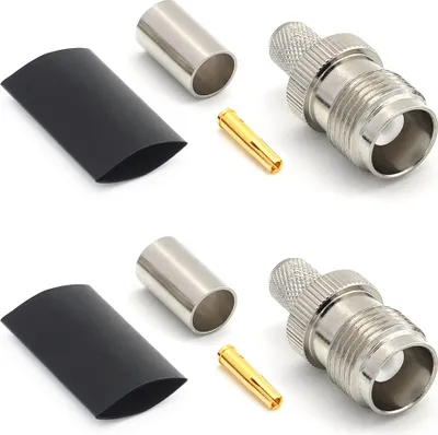 Produktbild von TNC Buchse LMR240 LMR-240 RG59U RG8X RG-8X RF-Koaxialkabelstecker vernickelt mit vergoldetem Stift (2er-Pack)