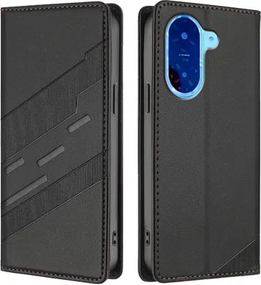 Produktbild von Hülle für Xiaomi Redmi A5, Kunstleder Brieftaschen Handyhülle mit Kartenfach und Standfunktion Schwarz